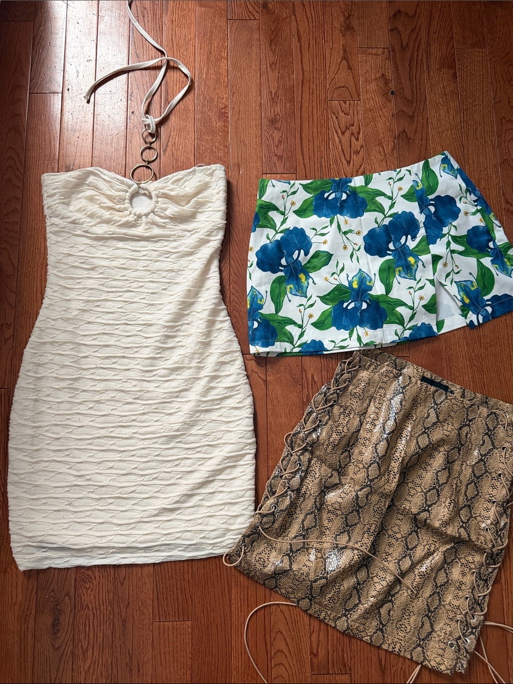 Ivory Halter Bodycon Dress with Ring Detail